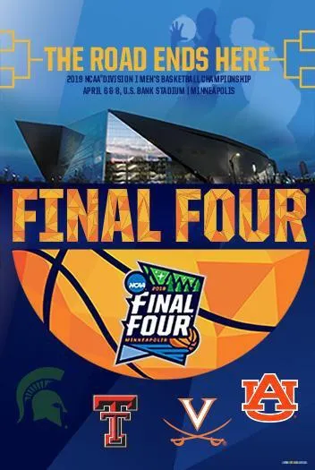 2019 Official NCAA Final Four March Madness Basketball 4 Team Logos Print Poster