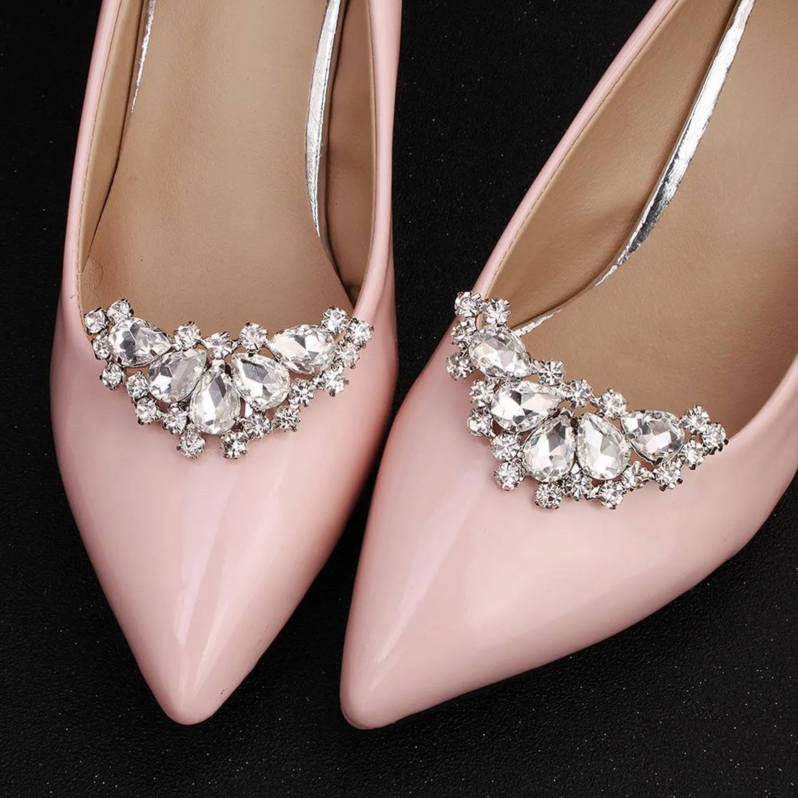 2pcs Women Rhinestones Decorative Shoes Clips