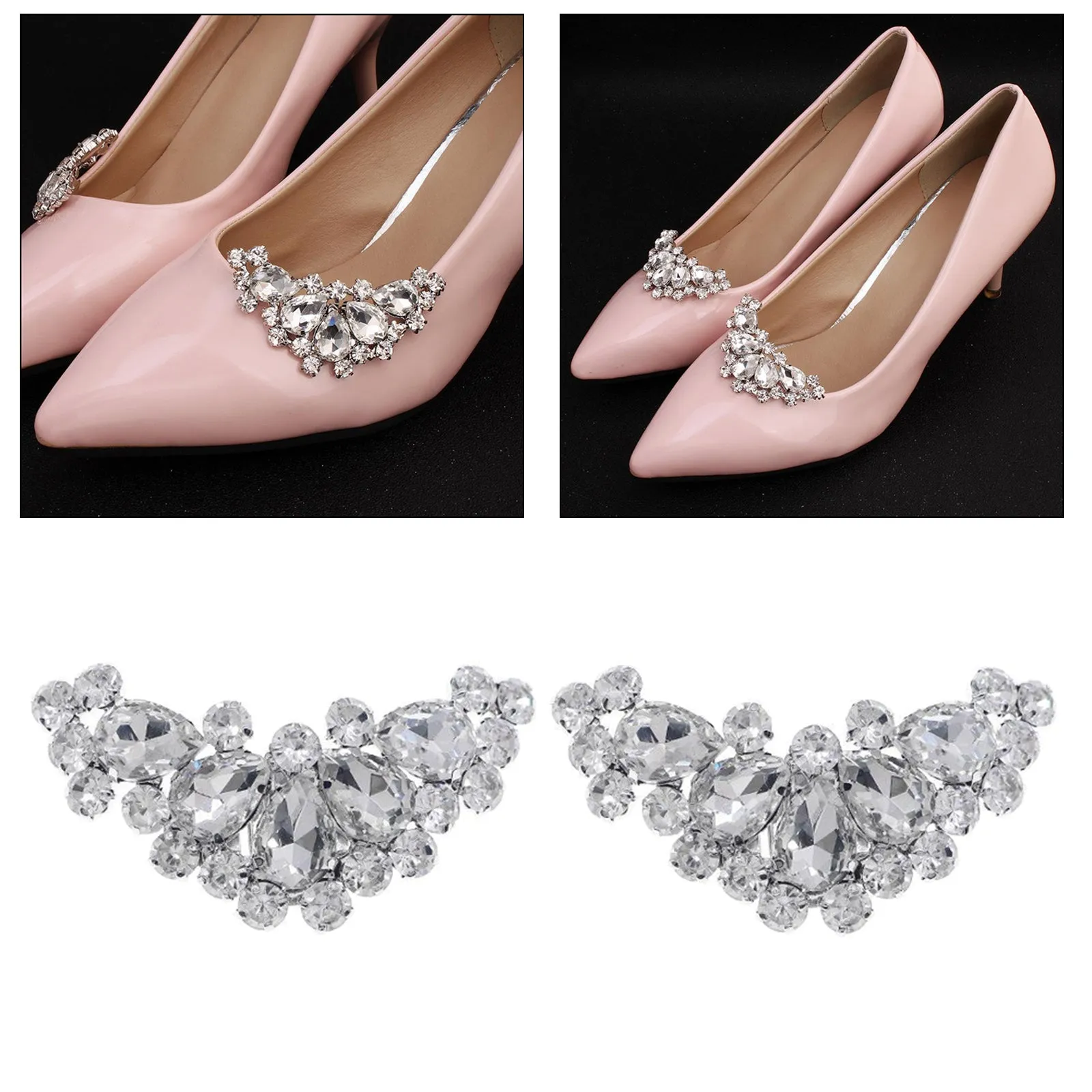 2pcs Women Rhinestones Decorative Shoes Clips