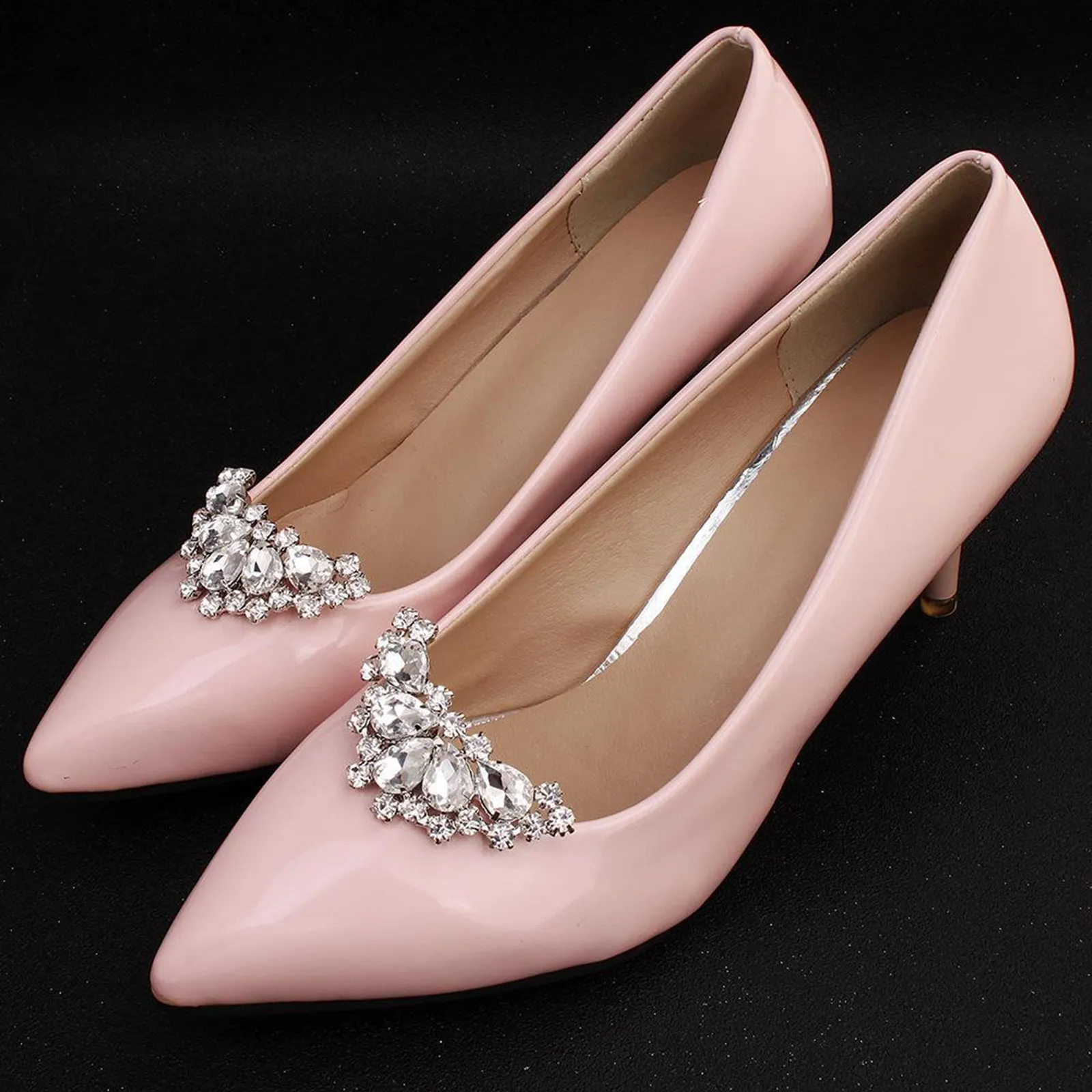 2pcs Women Rhinestones Decorative Shoes Clips