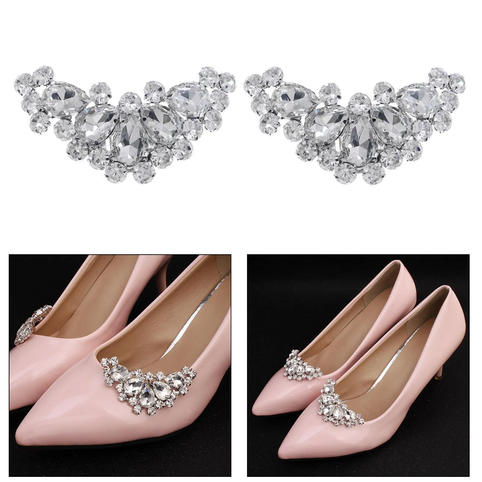 2pcs Women Rhinestones Decorative Shoes Clips