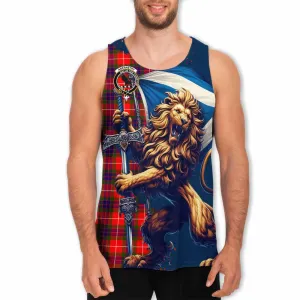 Abernethy Tartan Family Crest Men's Tank Top with Scottish Majestic Lion