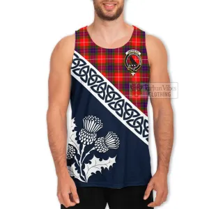 Abernethy Tartan Men's Tank Top Featuring Thistle and Scotland Map