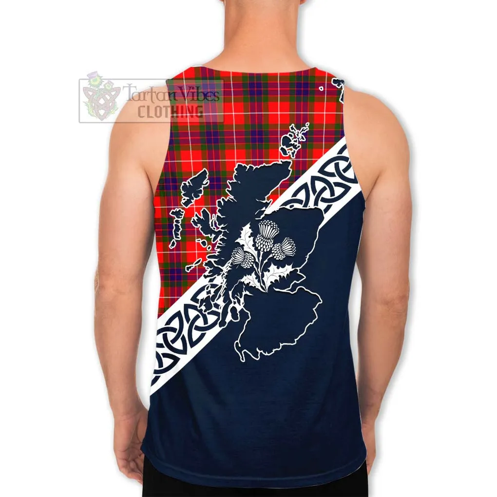 Abernethy Tartan Men's Tank Top Featuring Thistle and Scotland Map