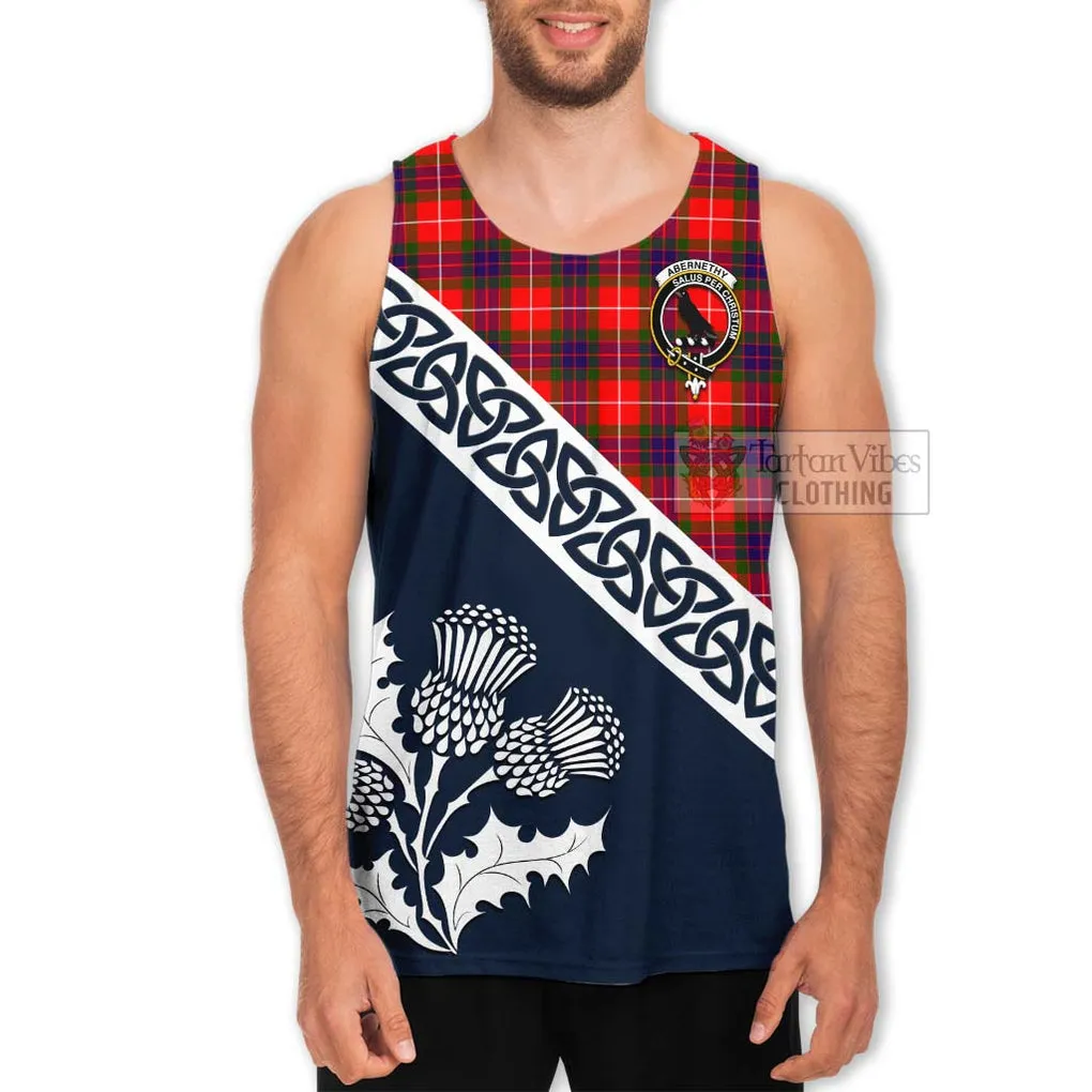 Abernethy Tartan Men's Tank Top Featuring Thistle and Scotland Map