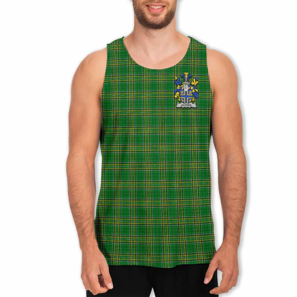 Acotes Irish Clan Tartan Men's Tank Top with Coat of Arms