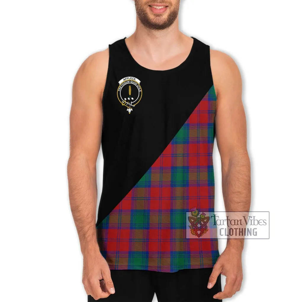 Affleck Tartan Men's Tank Top with Family Crest and Military Logo Style