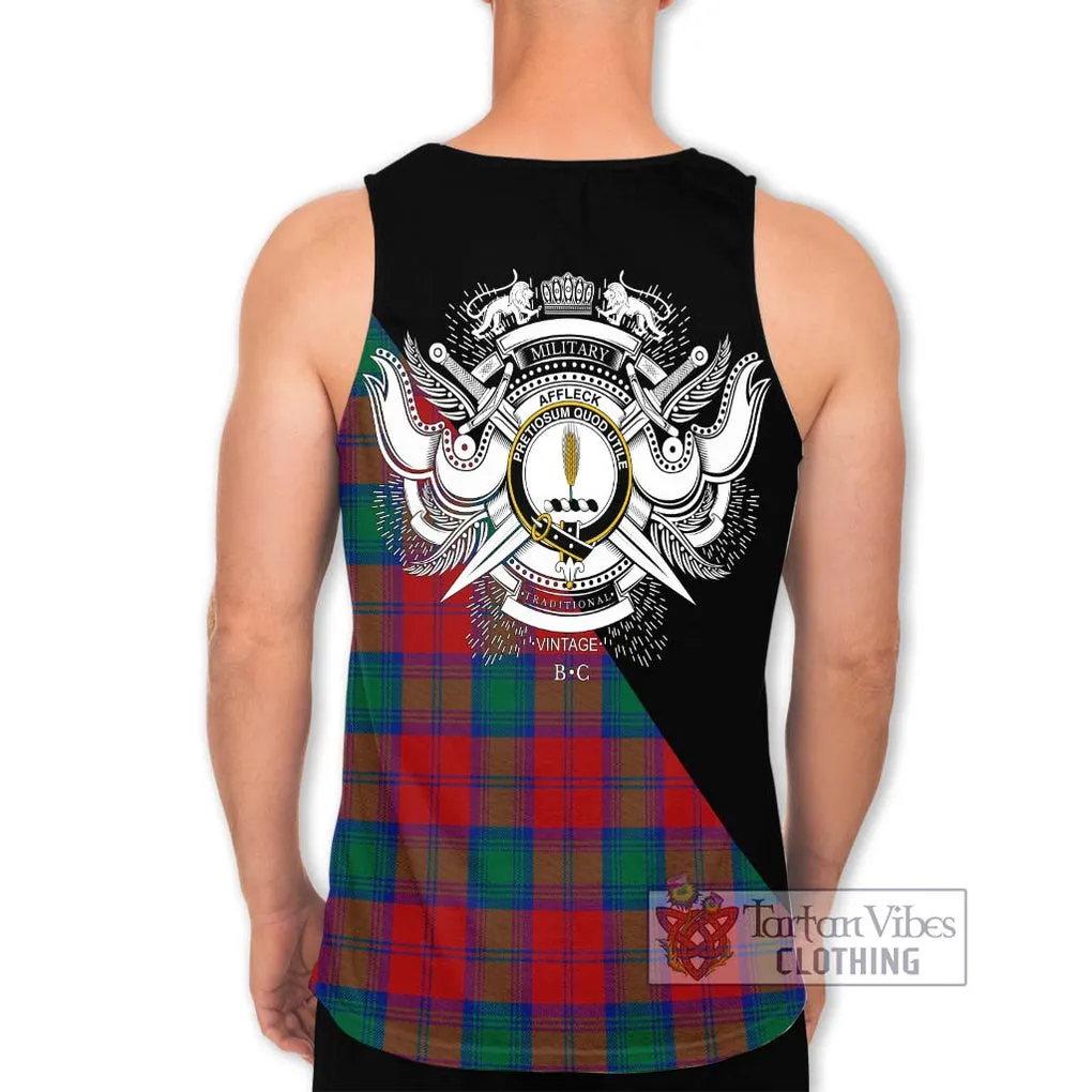 Affleck Tartan Men's Tank Top with Family Crest and Military Logo Style