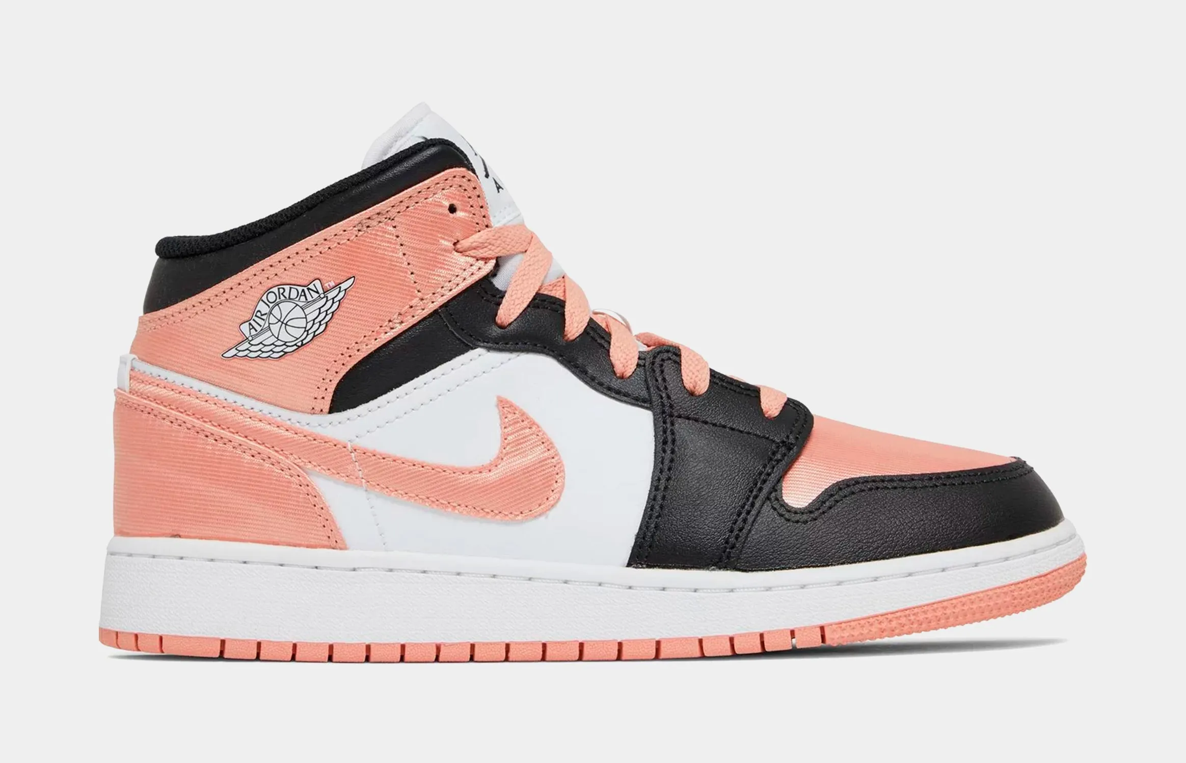 Air Jordan 1 Mid White Light Madder Root Grade School Lifestyle Shoes (Pink/White)