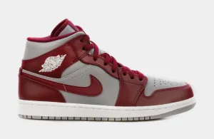 Air Jordan 1 Retro Mid Cherrywood Red Mens Lifestyle Shoes (Grey/Red) Free Shipping