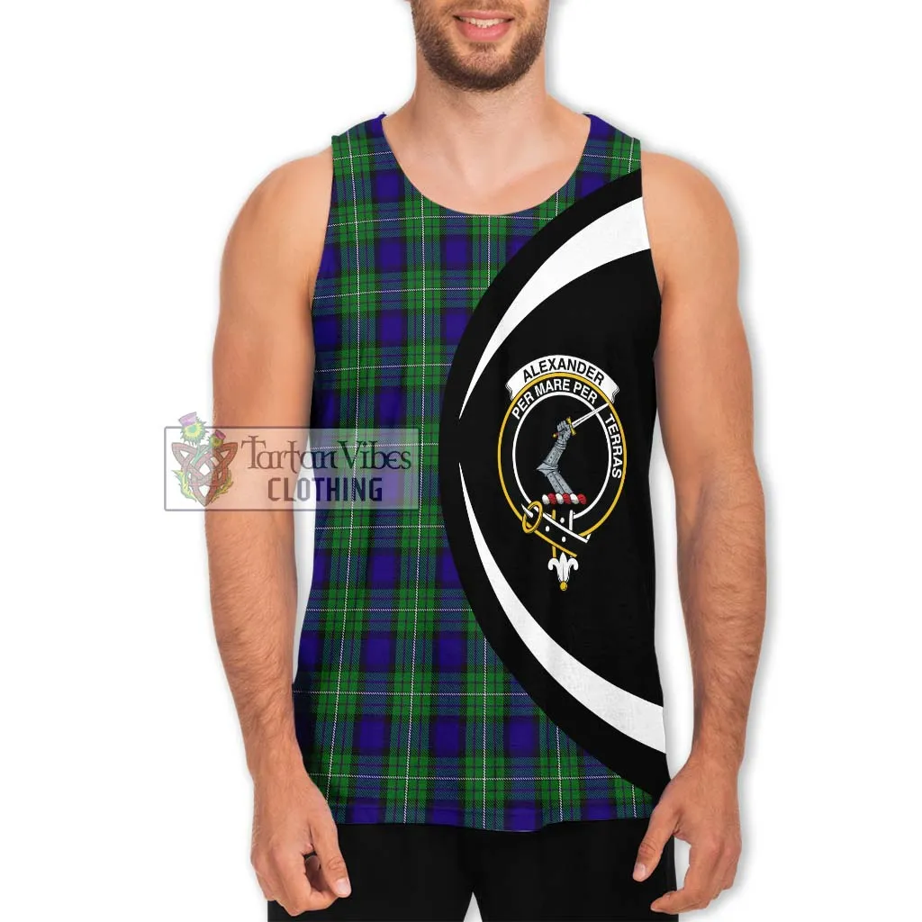 Alexander Tartan Men's Tank Top with Family Crest Circle Style