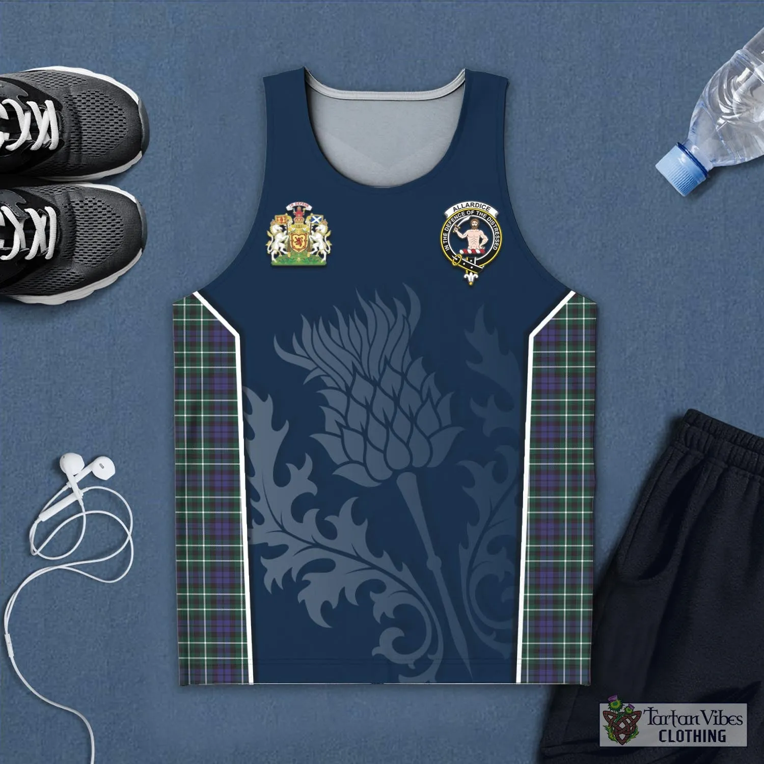 Allardice Tartan Men's Tanks Top with Family Crest and Scottish Thistle Vibes Sport Style