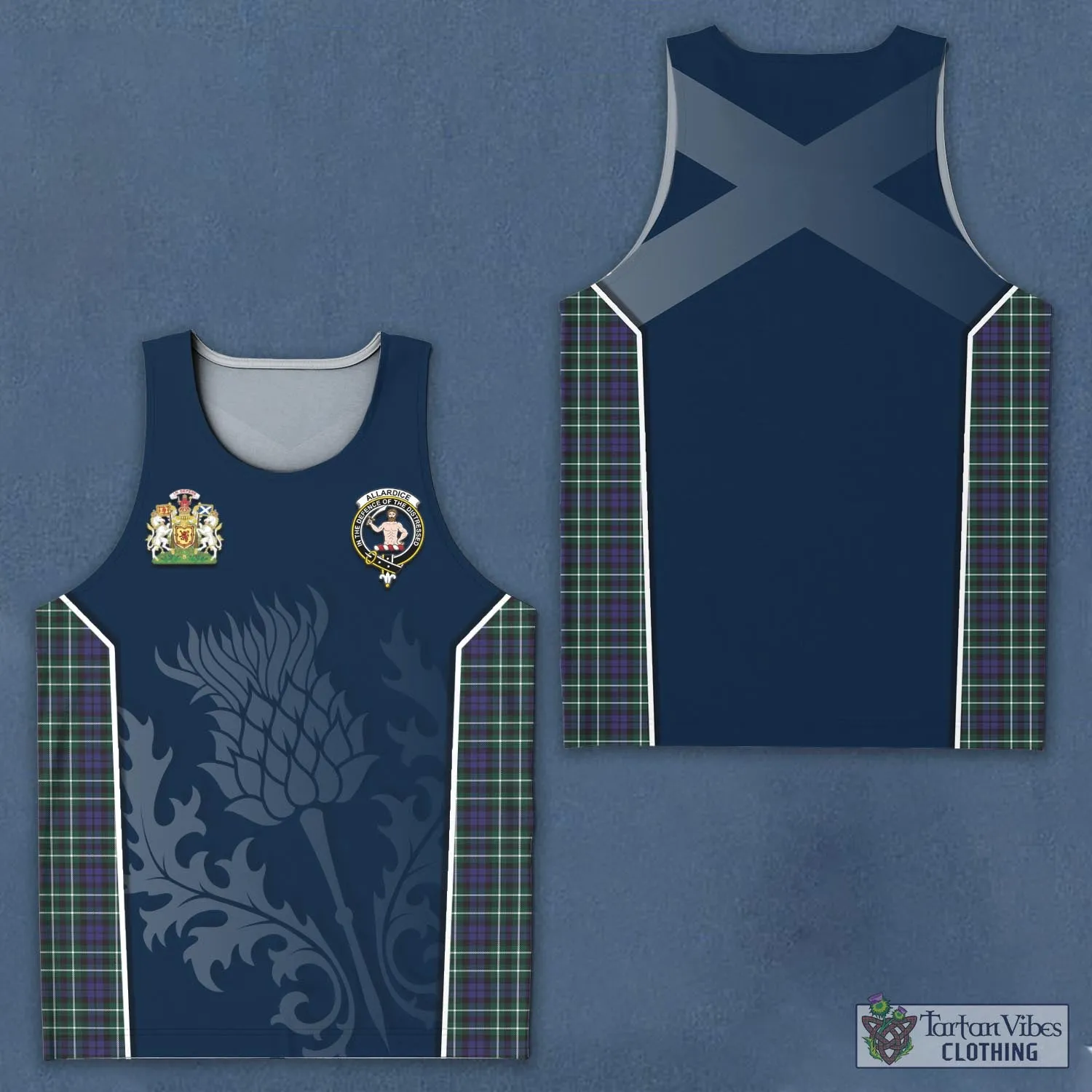 Allardice Tartan Men's Tanks Top with Family Crest and Scottish Thistle Vibes Sport Style