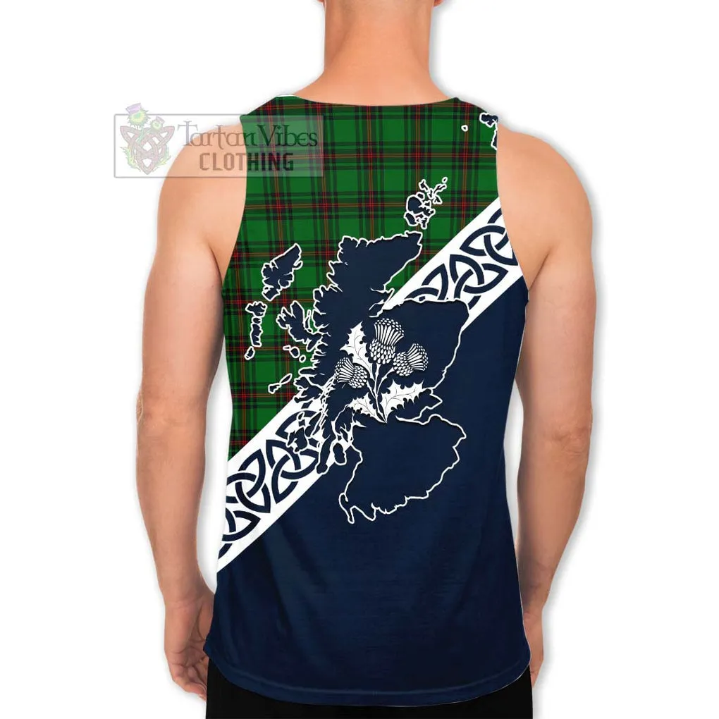 Anstruther Tartan Men's Tank Top Featuring Thistle and Scotland Map