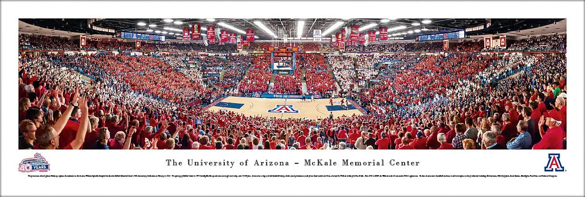 Arizona Wildcats Basketball McKale Center 40th Anniversary Game Night Panoramic Poster - Blakeway