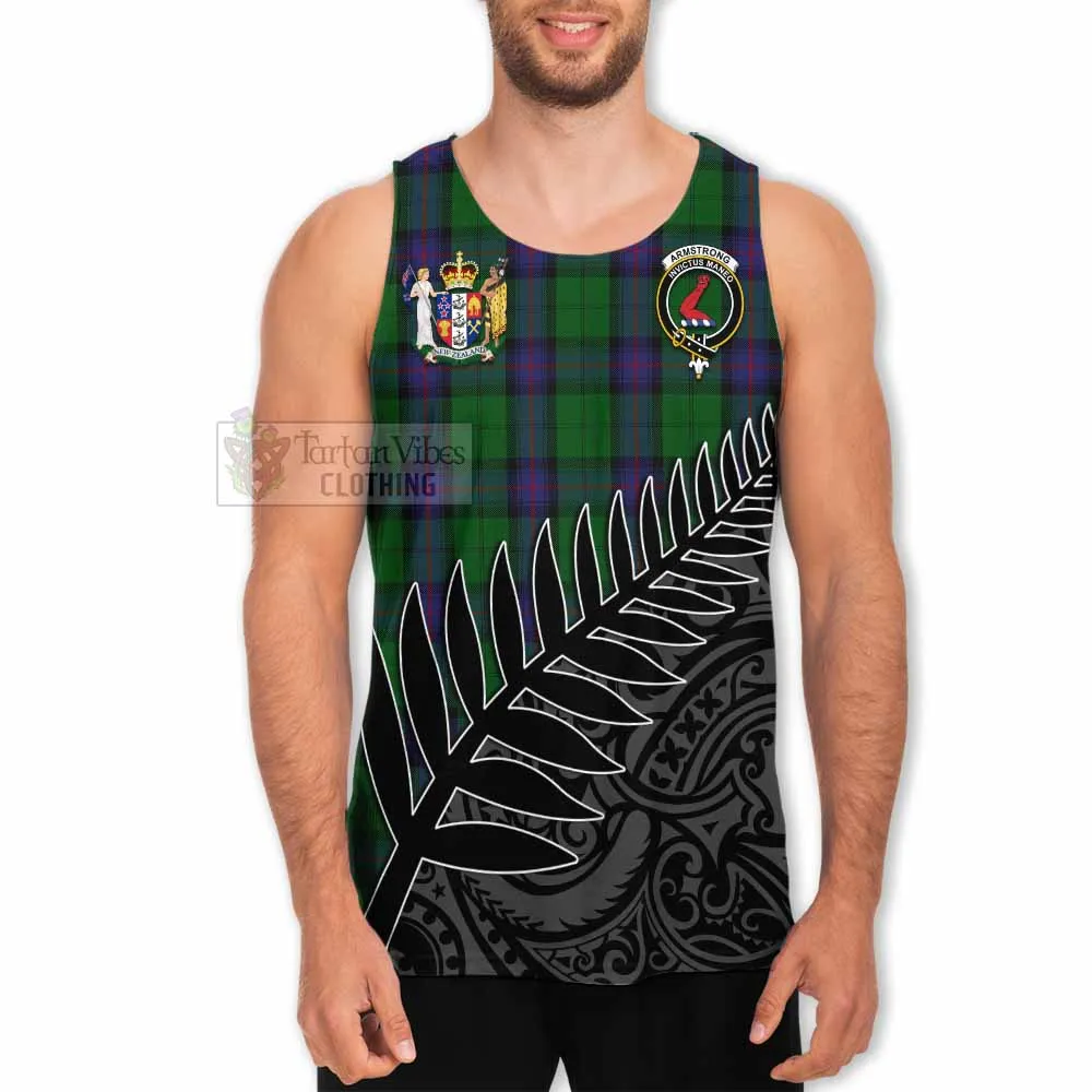 Armstrong Crest Tartan Men's Tank Top with New Zealand Silver Fern Half Style