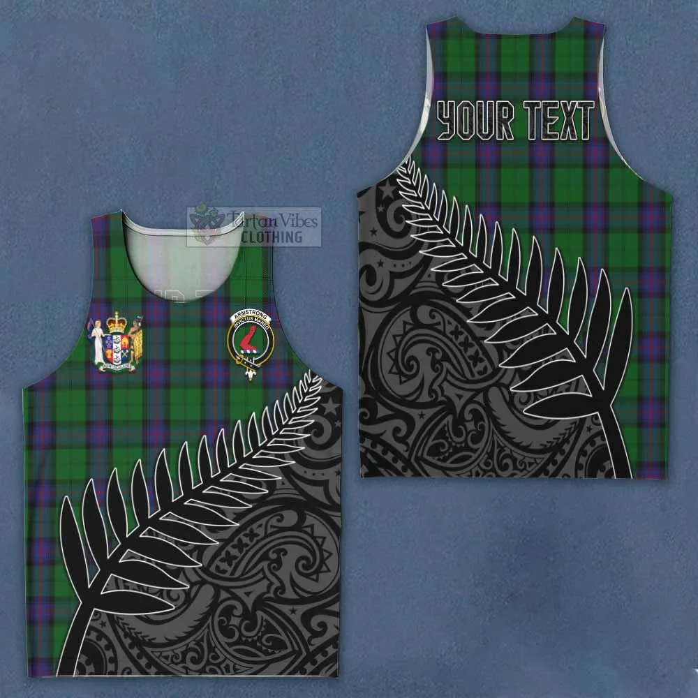 Armstrong Crest Tartan Men's Tank Top with New Zealand Silver Fern Half Style