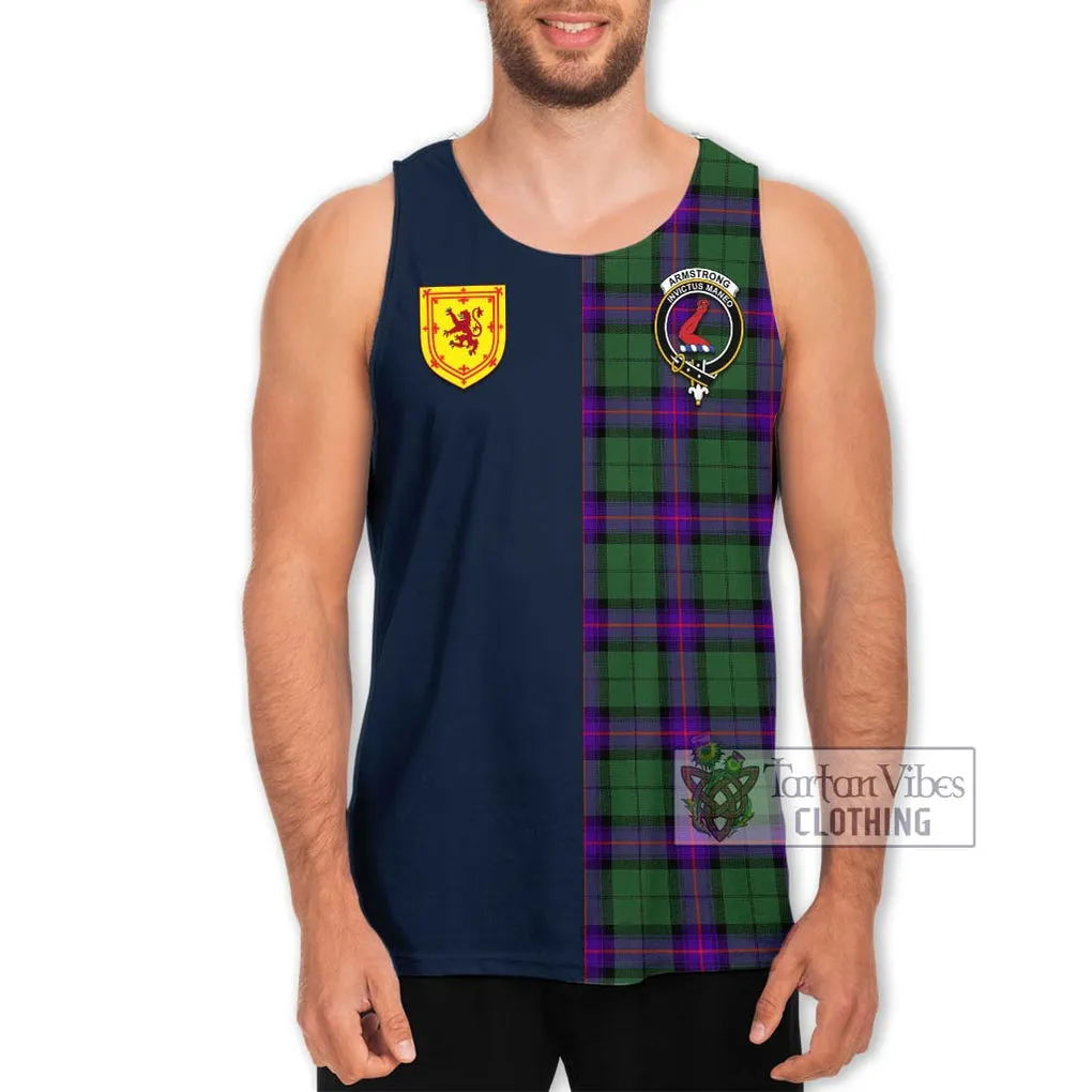 Armstrong Modern Tartan Men's Tank Top Alba with Scottish Lion Royal Arm Half Style