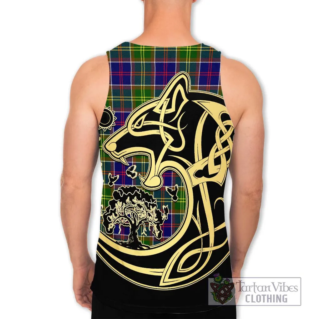 Arnott Tartan Men's Tank Top with Family Crest Celtic Wolf Style