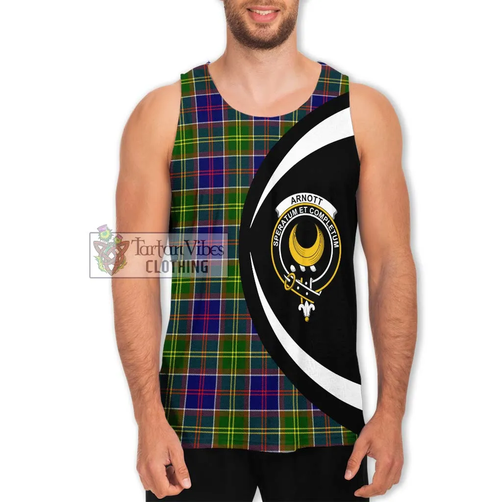 Arnott Tartan Men's Tank Top with Family Crest Circle Style