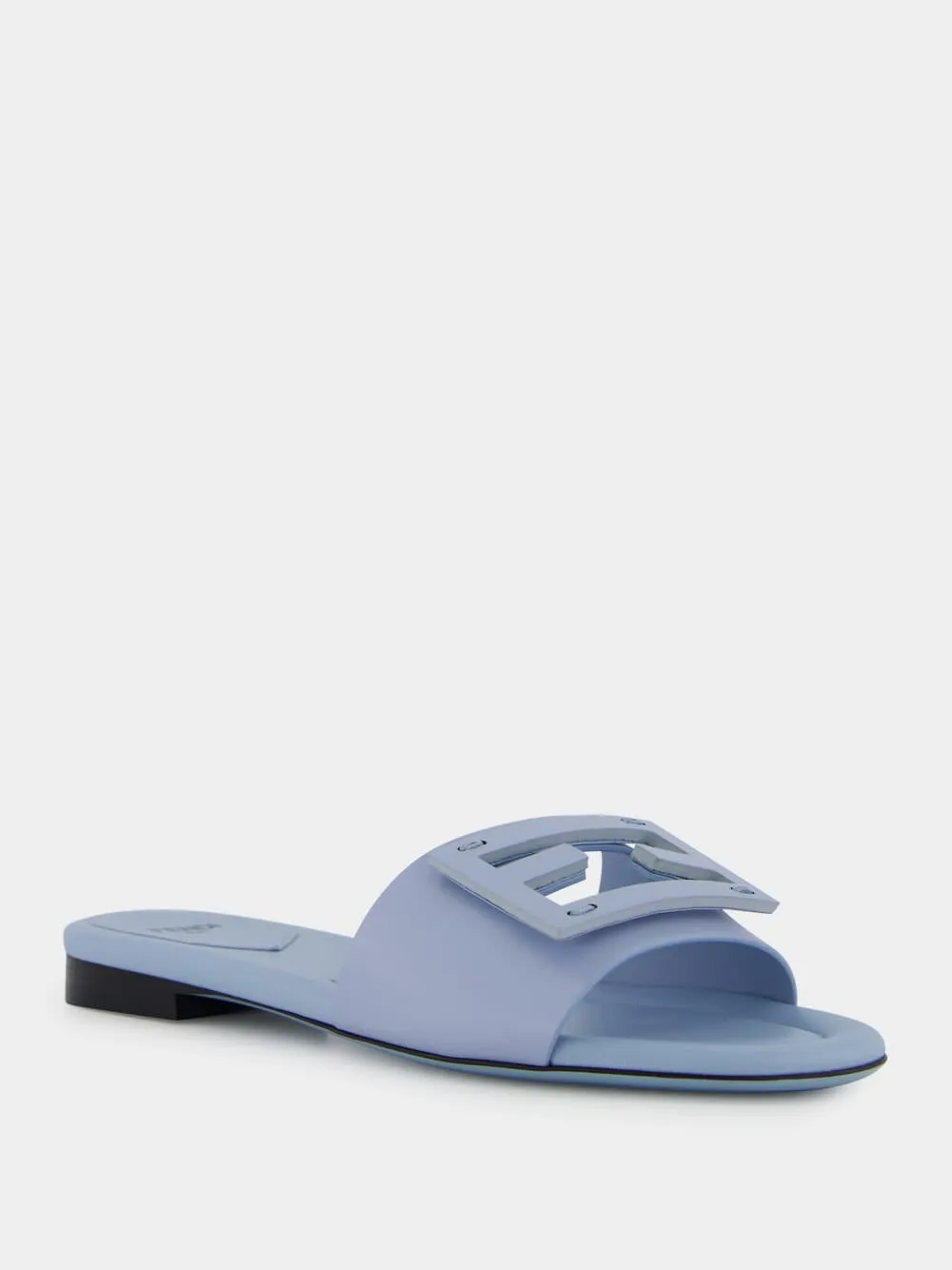 Baguette Blue Leather Slides