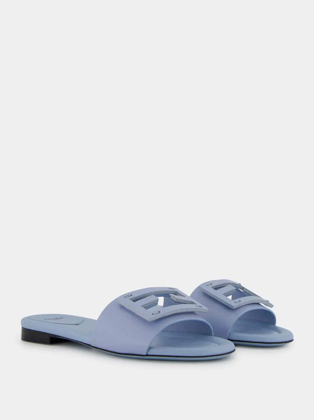 Baguette Blue Leather Slides