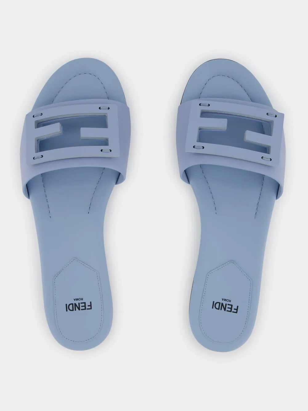 Baguette Blue Leather Slides