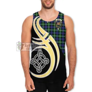 Baillie (Bailey) Tartan Men's Tank Top with Family Crest and Celtic Symbol Style