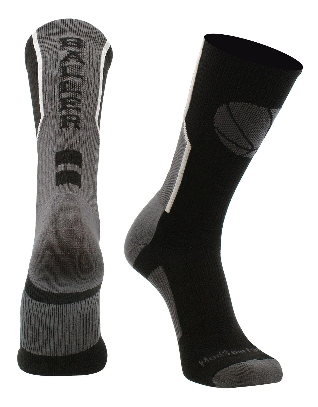 Baller Basketball Socks with Basketball Logo Crew Length