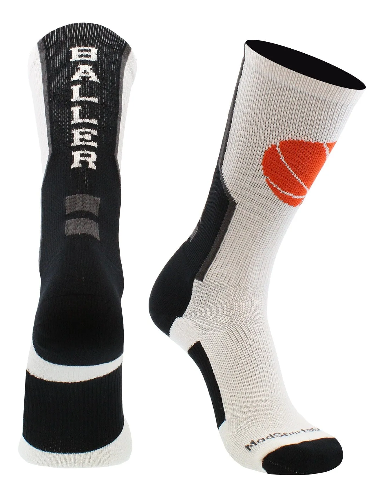 Baller Basketball Socks with Basketball Logo Crew Length