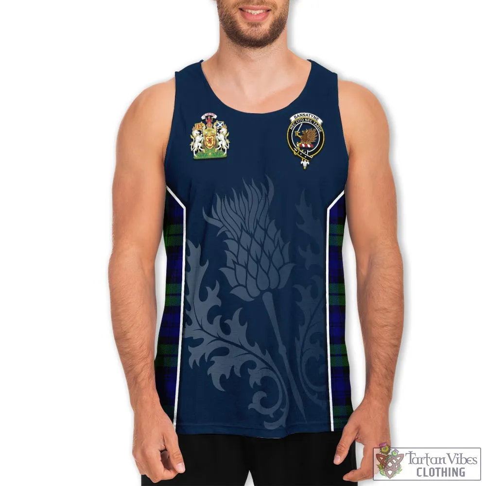 Bannatyne Tartan Men's Tanks Top with Family Crest and Scottish Thistle Vibes Sport Style