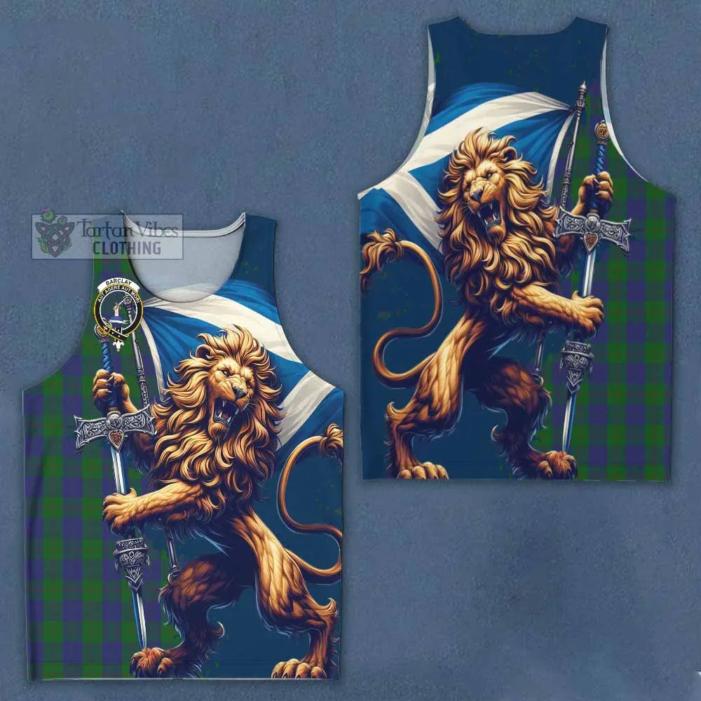 Barclay Tartan Family Crest Men's Tank Top with Scottish Majestic Lion