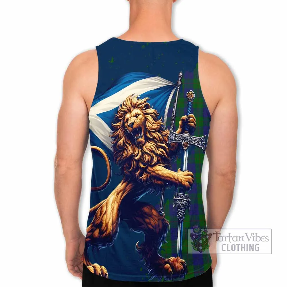 Barclay Tartan Family Crest Men's Tank Top with Scottish Majestic Lion