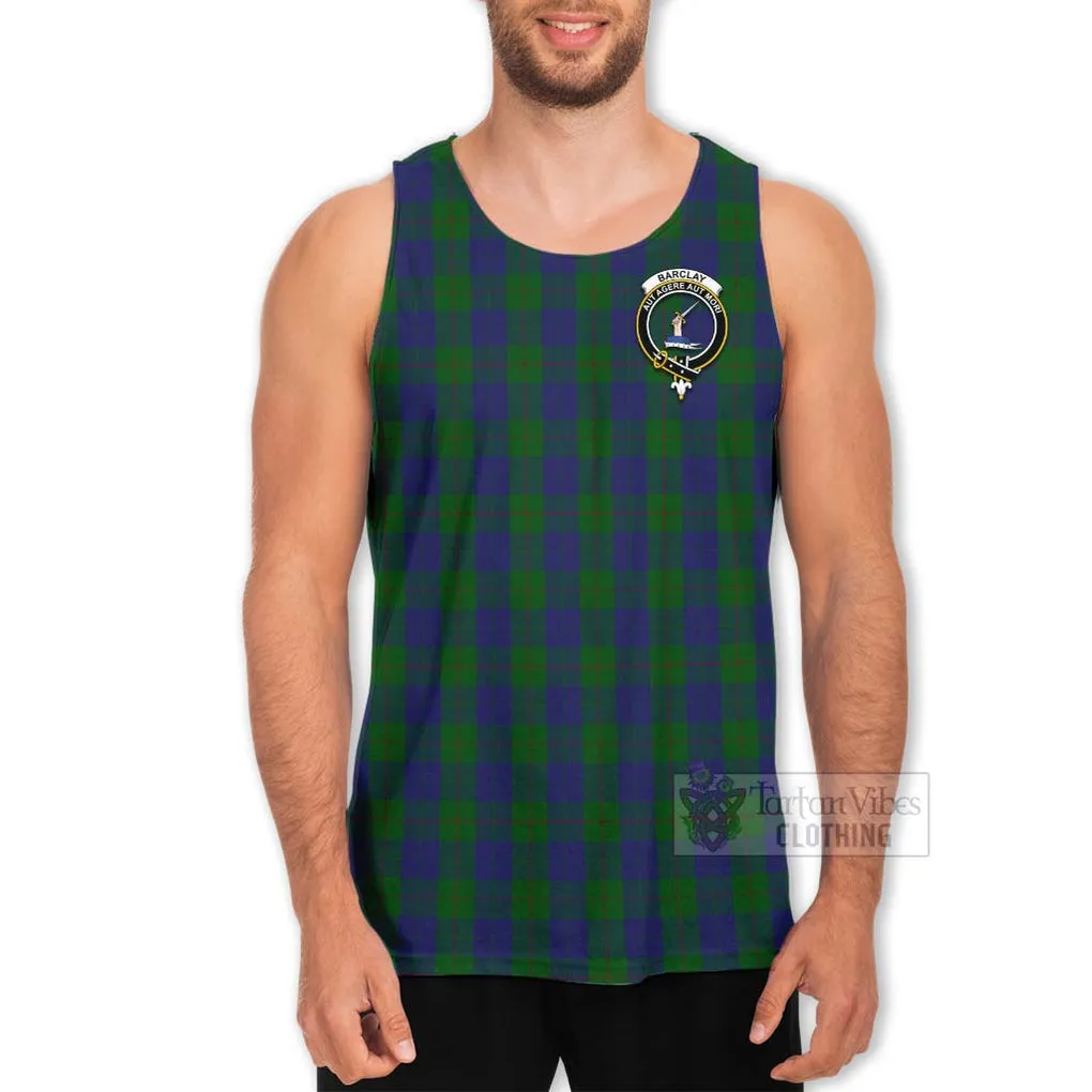 Barclay Tartan Men's Tank Top with Family Crest Celtic Skull Style