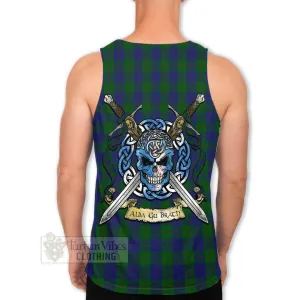 Barclay Tartan Men's Tank Top with Family Crest Celtic Skull Style