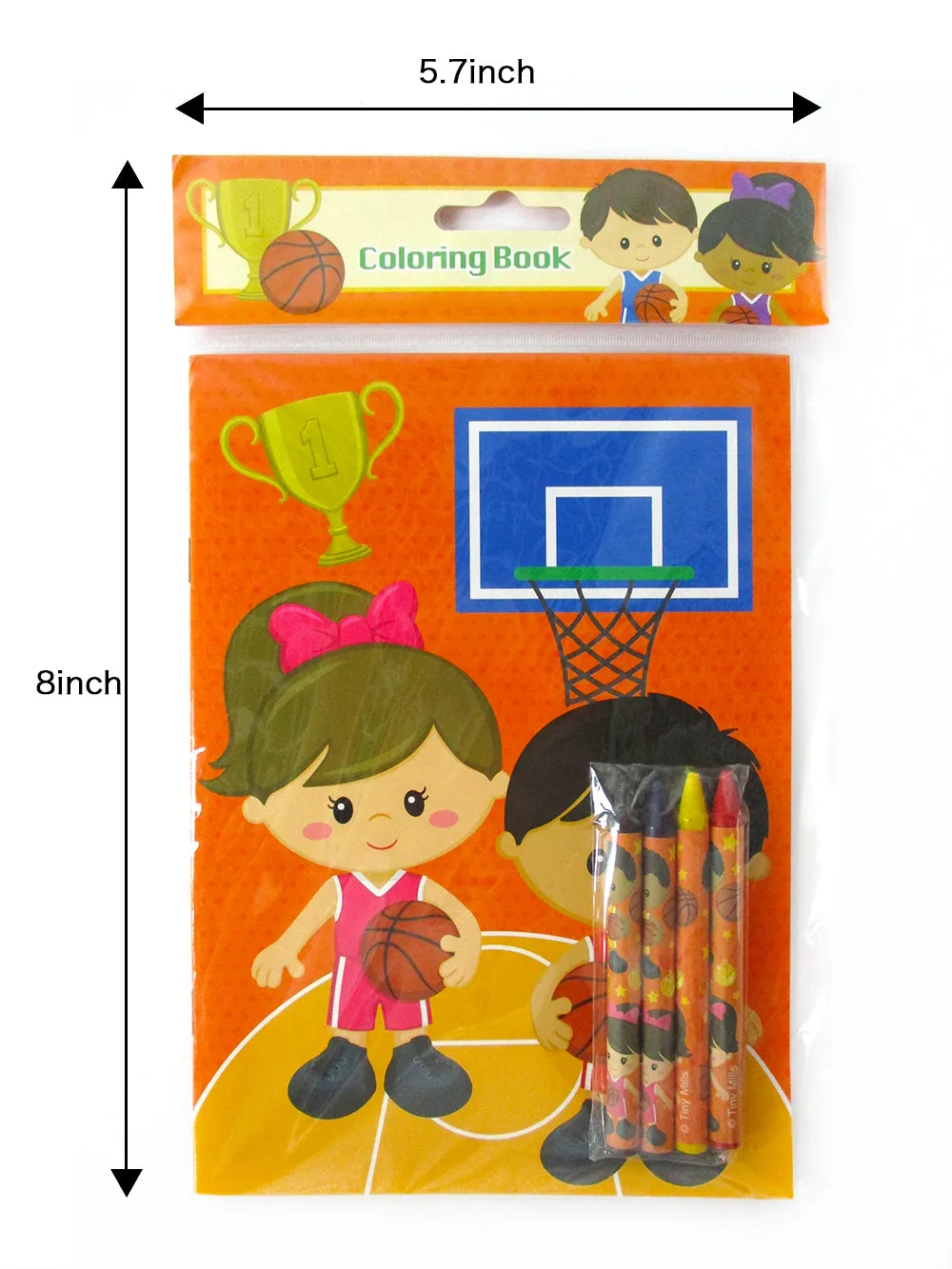 Basketball Coloring Books with Crayons Party Favors - Set of 6 or 12