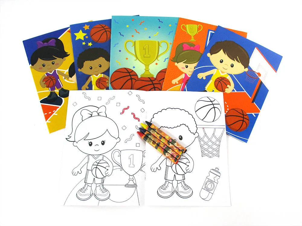 Basketball Coloring Books with Crayons Party Favors - Set of 6 or 12