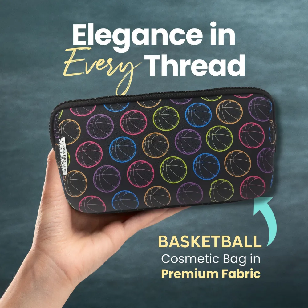 Basketball Cosmetic Bag & Hair Tie Gift Bundle