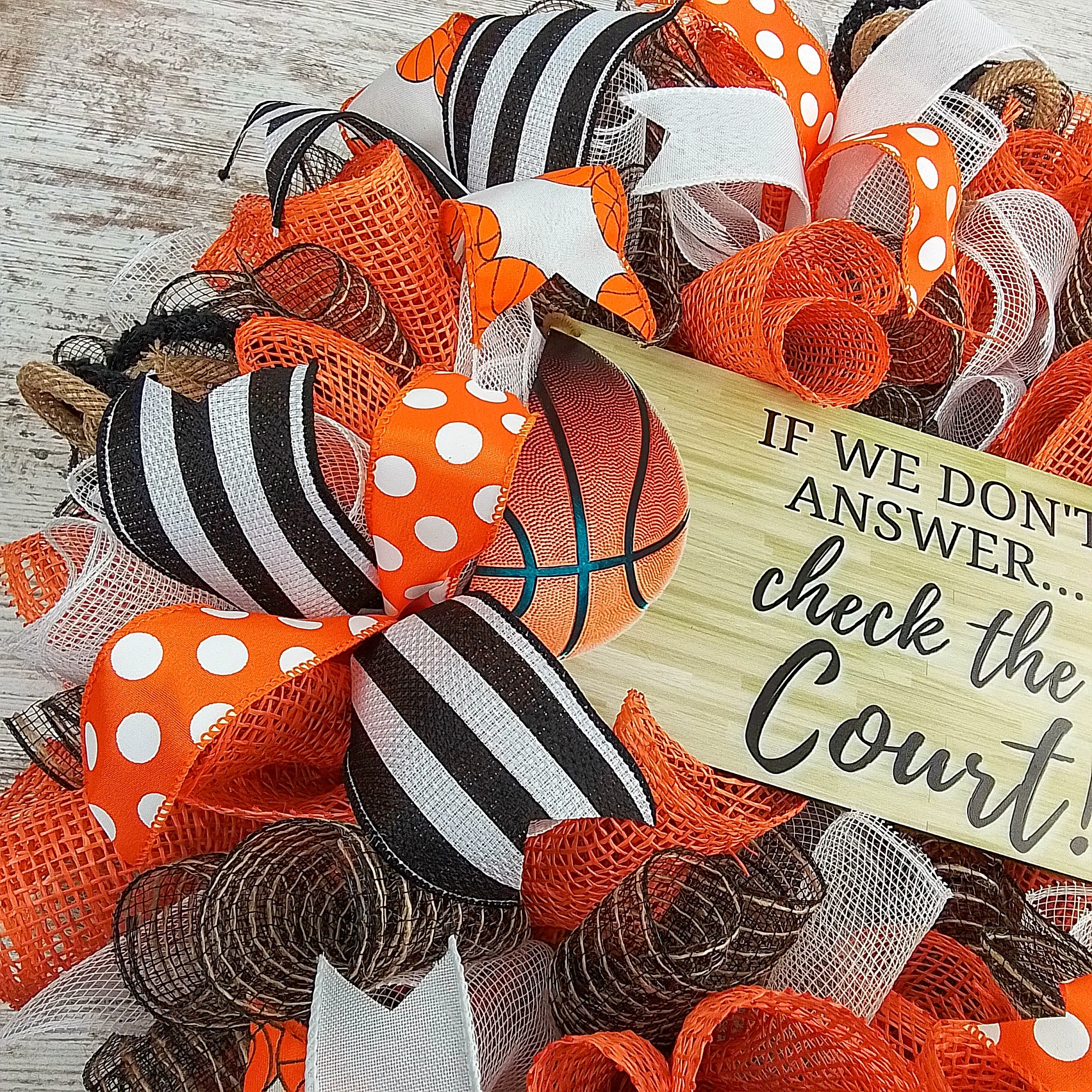 Basketball Season Wreath, Orange and Black Home Décor