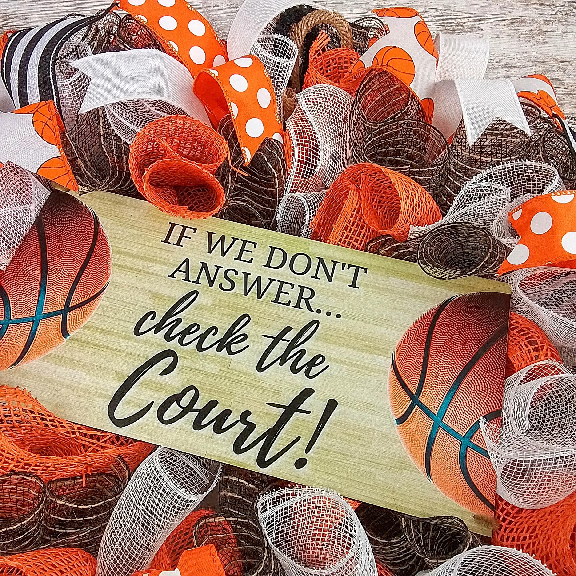 Basketball Season Wreath, Orange and Black Home Décor