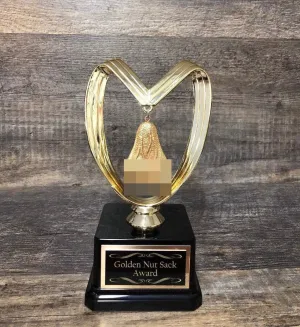 Basketball Trophy Golden Nut Sack Fantasy Basketball Madness Funny Loser Trophy Testicle You Suck Balls Last Place Adult Humor Gag Gift