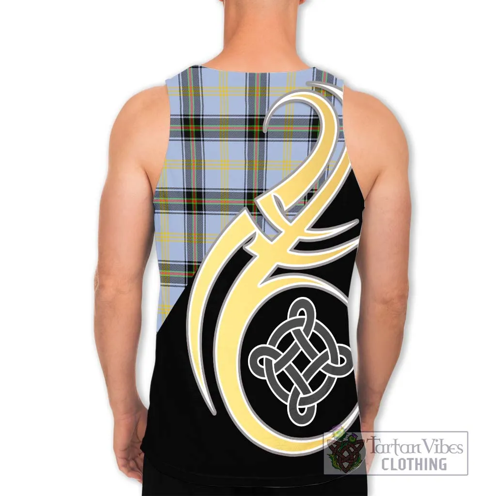 Bell Tartan Men's Tank Top with Family Crest and Celtic Symbol Style