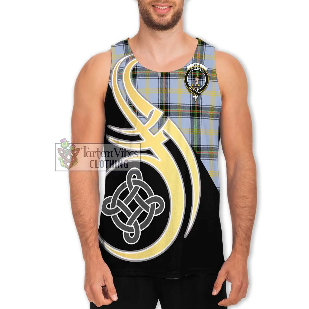 Bell Tartan Men's Tank Top with Family Crest and Celtic Symbol Style