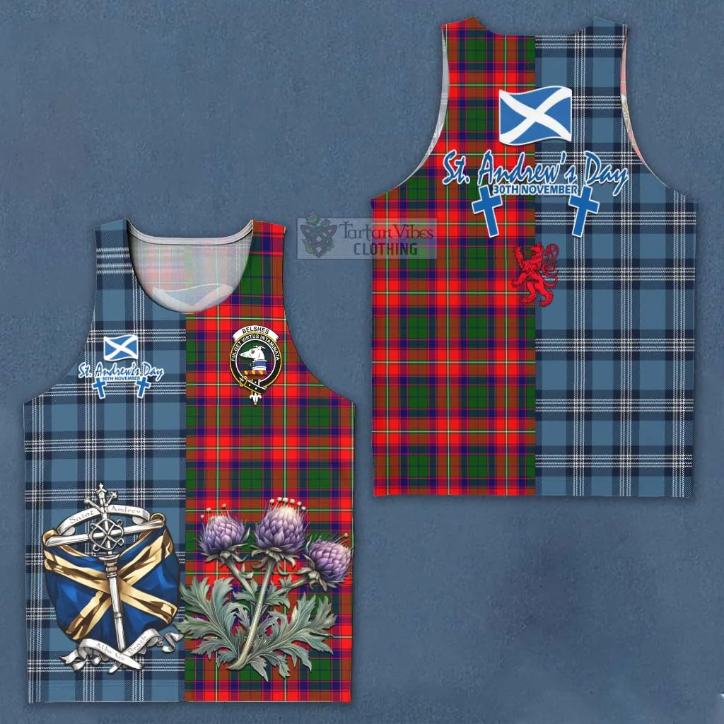 Belshes (Belsches) Tartan Men's Tank Top Happy St. Andrew's Day Half Tartan Style