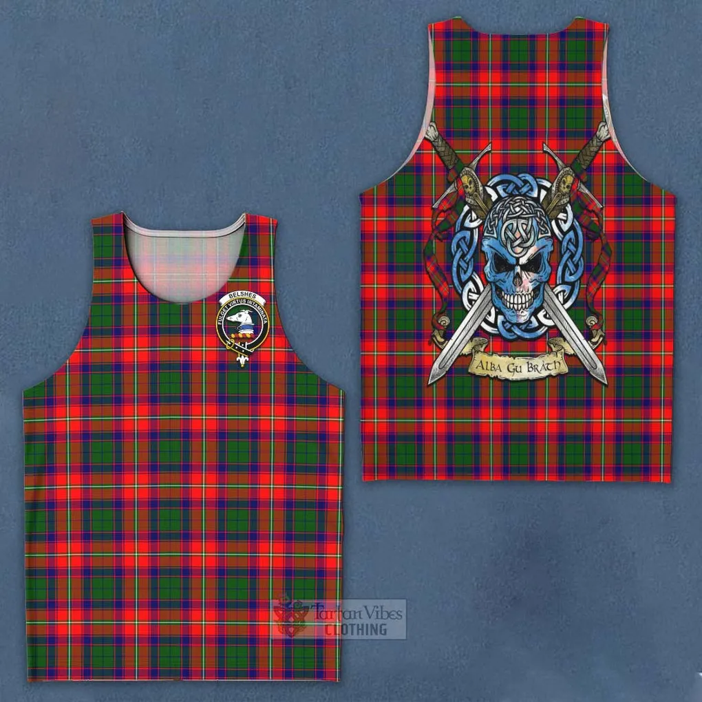 Belshes (Belsches) Tartan Men's Tank Top with Family Crest Celtic Skull Style