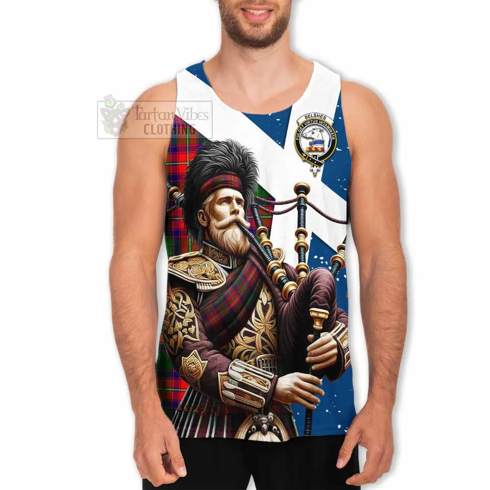 Belshes (Belsches) Tartan Men's Tank Top with Family Crest Scottish Bagpiper Vibes