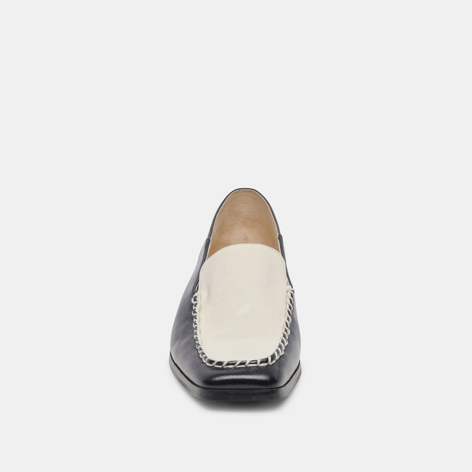 BENY WIDE FLATS WHITE BLACK CRINKLE PATENT