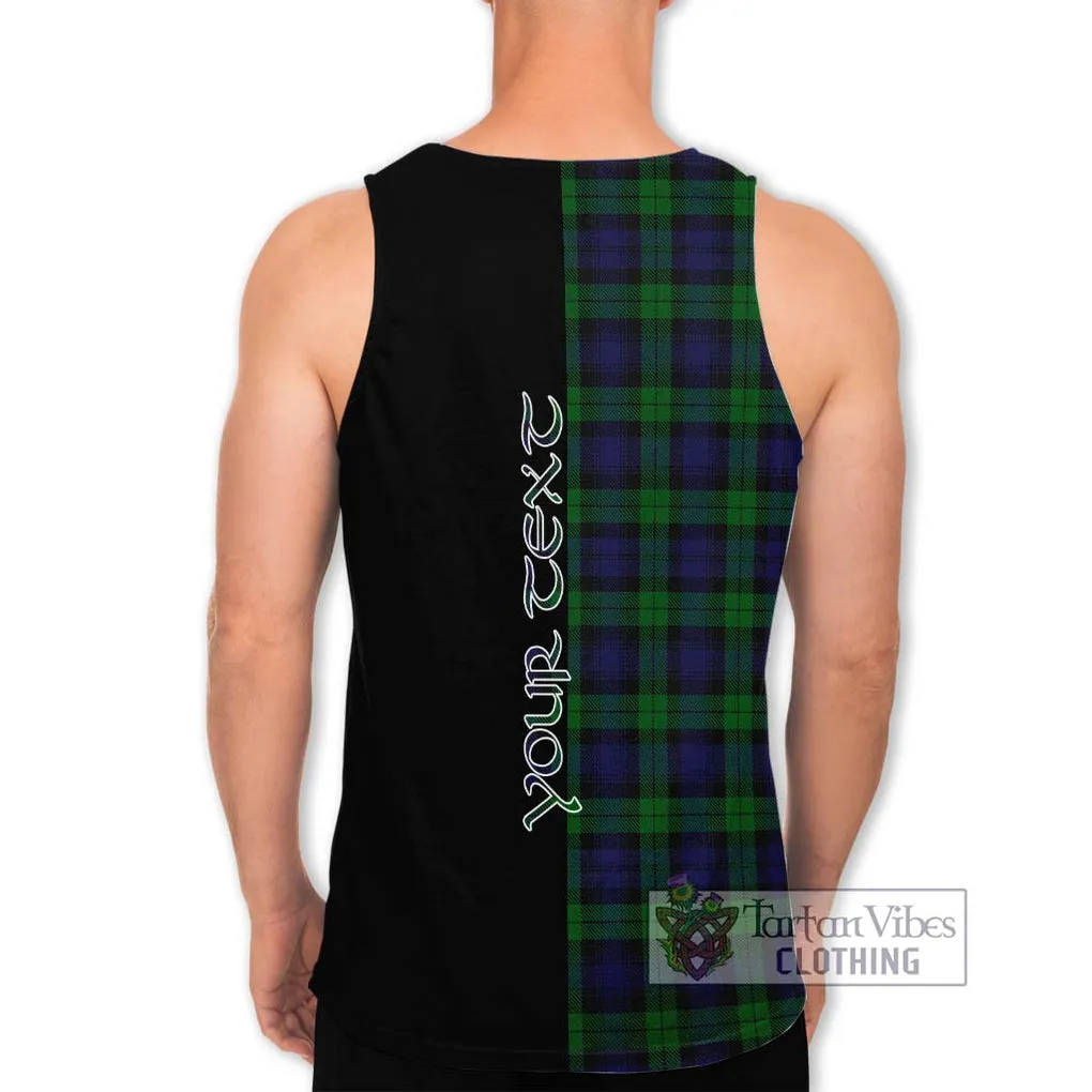 Black Watch Tartan Men's Tank Top with Family Crest and Half Of Me Style