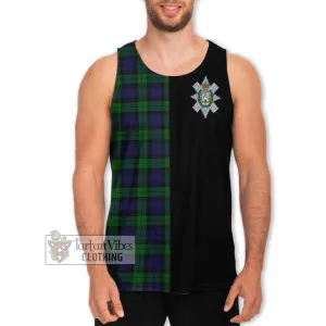 Black Watch Tartan Men's Tank Top with Family Crest and Half Of Me Style