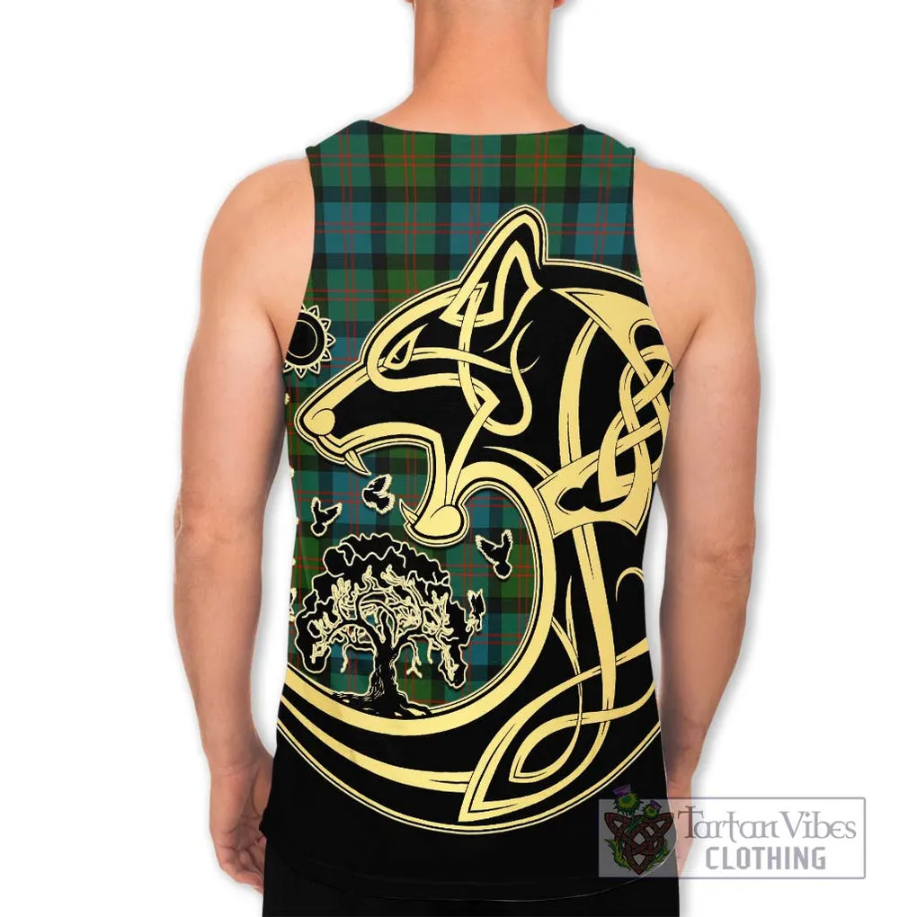 Blair Ancient Tartan Men's Tank Top with Family Crest Celtic Wolf Style